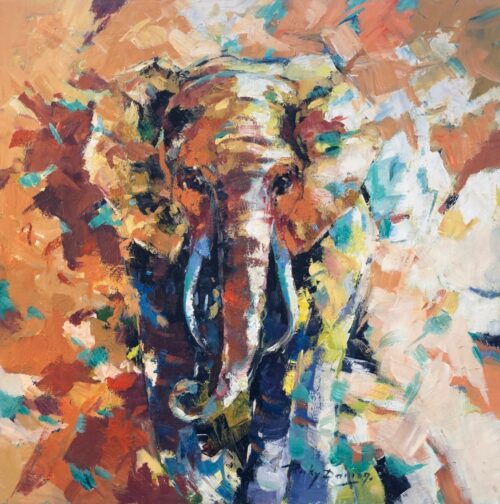 Ricky Damen schilderij 'Olifant