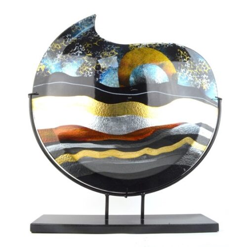 Design Glas Handbeschilderd vaas maanvorm 'Sunrise'